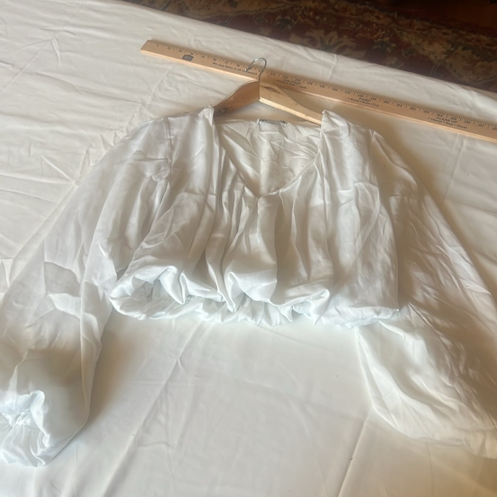 Zara white balloon sleeve crop top, size L - Picture 5 of 12